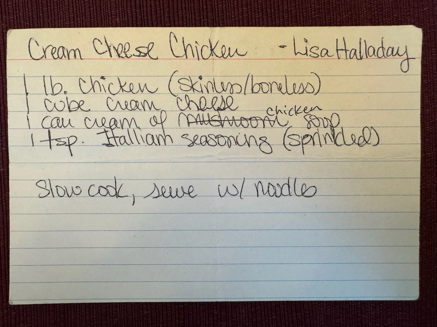 Cream Cheese Chicken - Lisa Halladay - Recipe photo