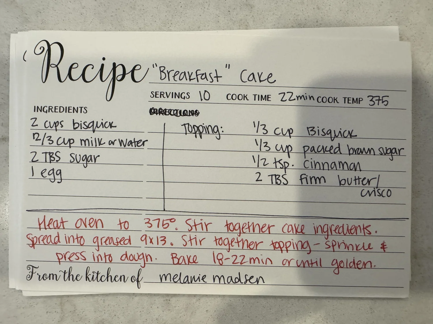 Breakfast Cake - Recipe photo