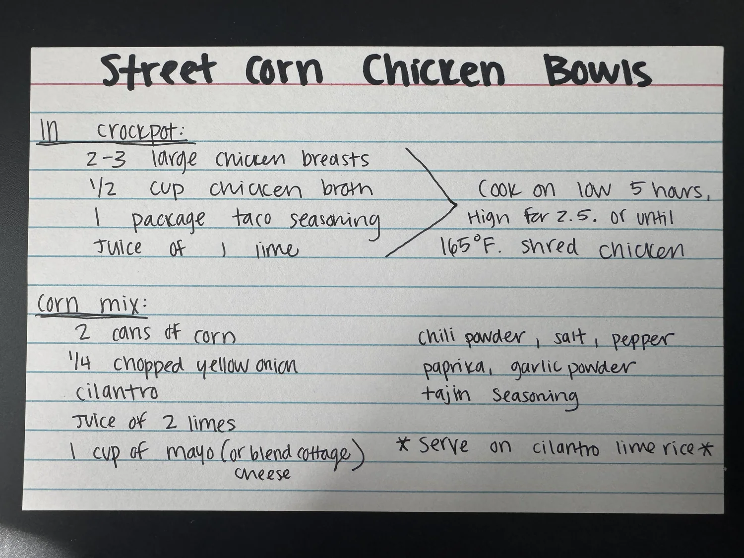 Street Corn Chicken Bowls - Recipe photo